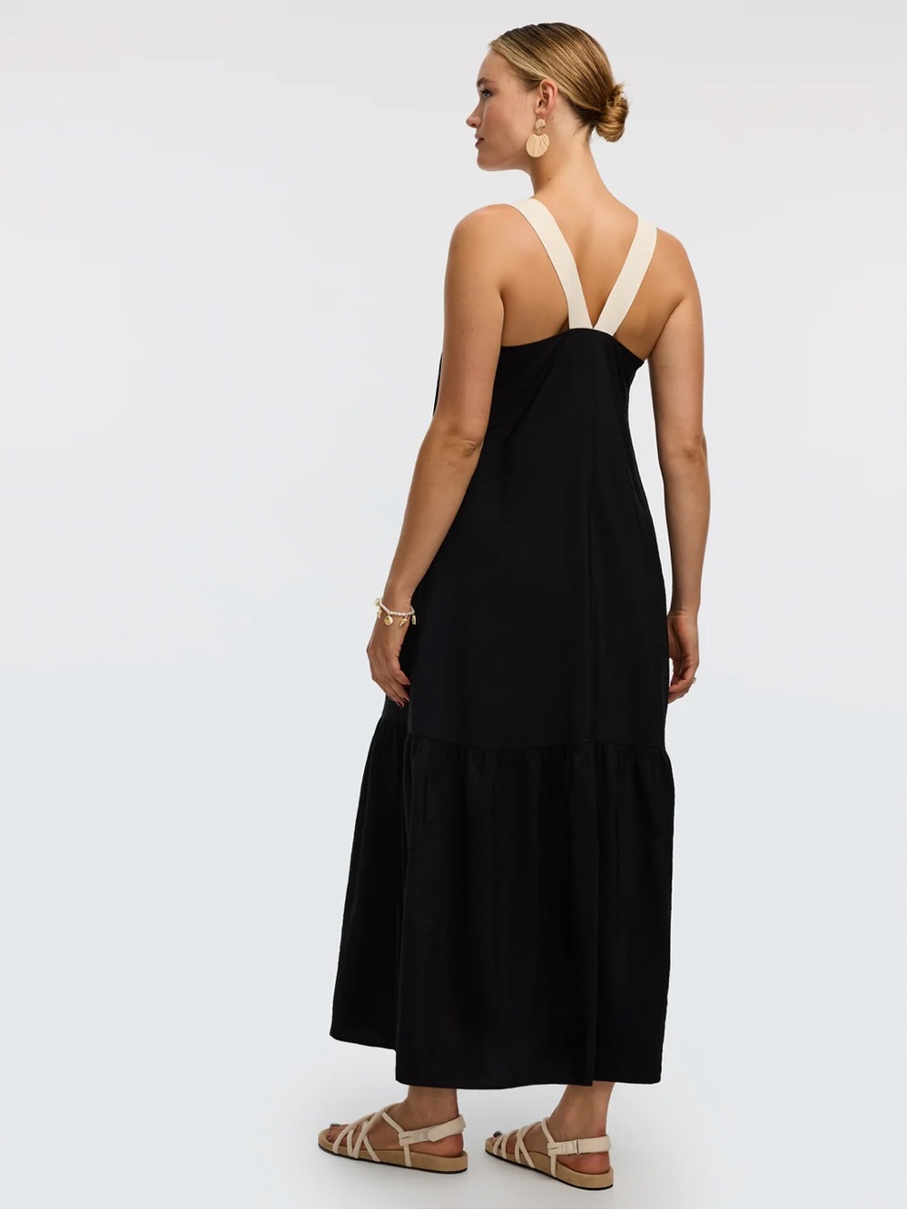 Reitmans Black Slip Maxi Dress with Ruffled Hem - Picture 3 of 11